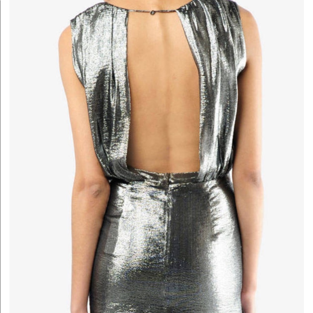 Shiny silver Open back dress by opening ceremony